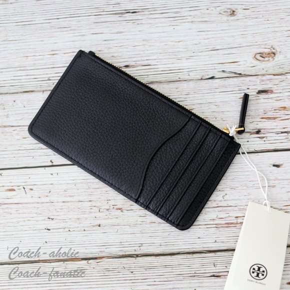 NWT Tory Burch Thea Small Pebble Leather Flat Wallet Crossbody in Black - Picture 5 of 12